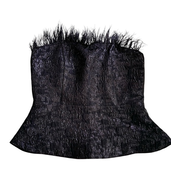 H&M Black Strapless Feather-Trim Top medium - Picture 10 of 12